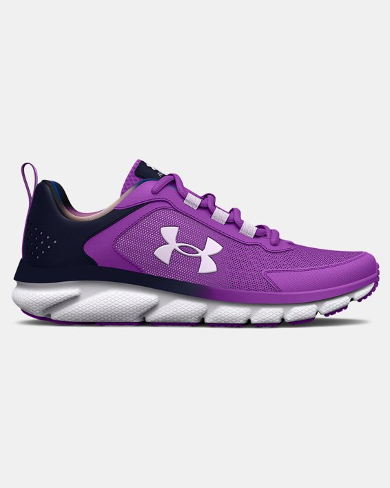 Girls' Grade School UA Assert 9 Northern Lights Running Shoes, Purple, pdpMainDesktop image number 0